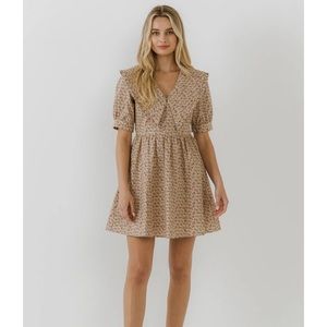 NWT English Factory Floral Mini Dress - Tan